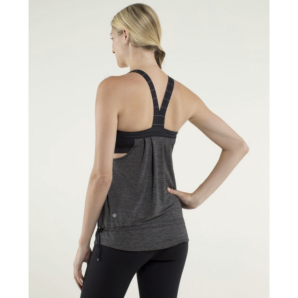 Lululemon Rest Less Tank Heather‎ Grey Built In Bra Size 6
